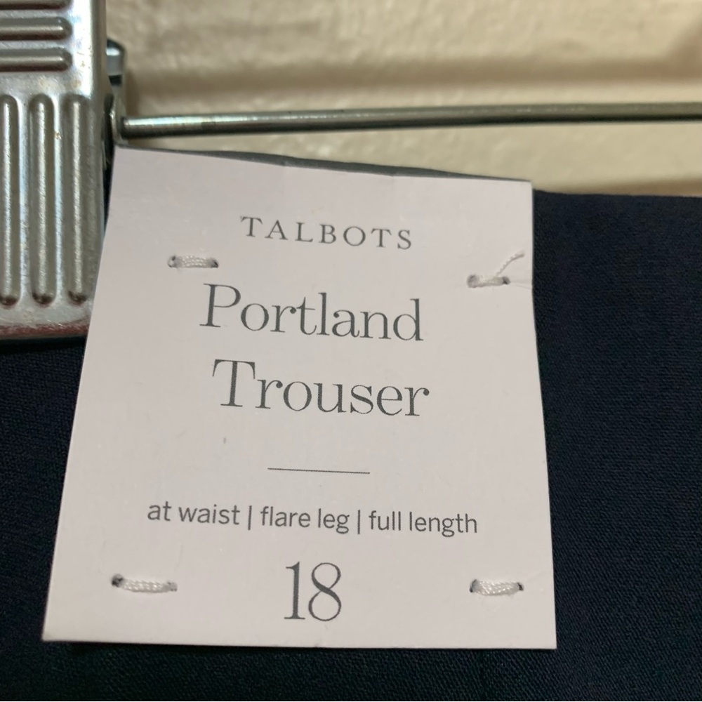 Talbots Navy Blue Portland Trousers at waist flare leg full length size 18 - Picture 4 of 8